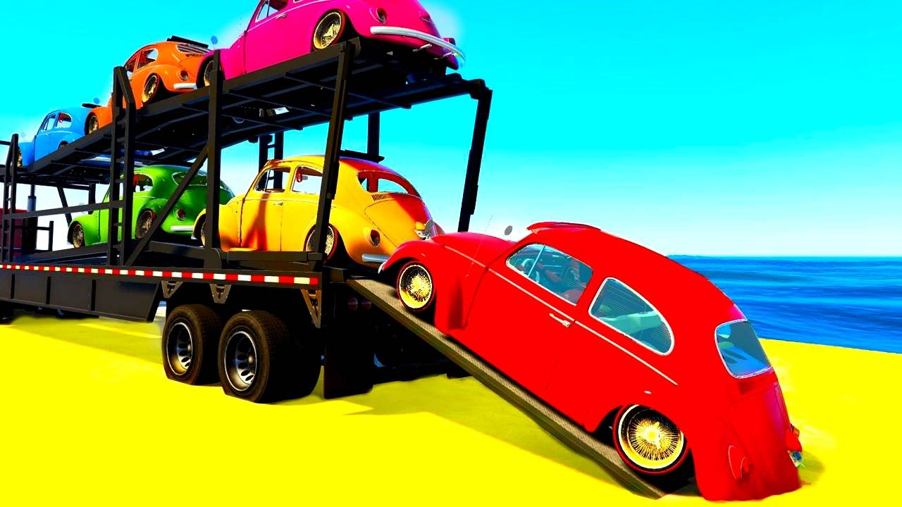 Развивающий мультики про цветные машинки на автовоз для детей