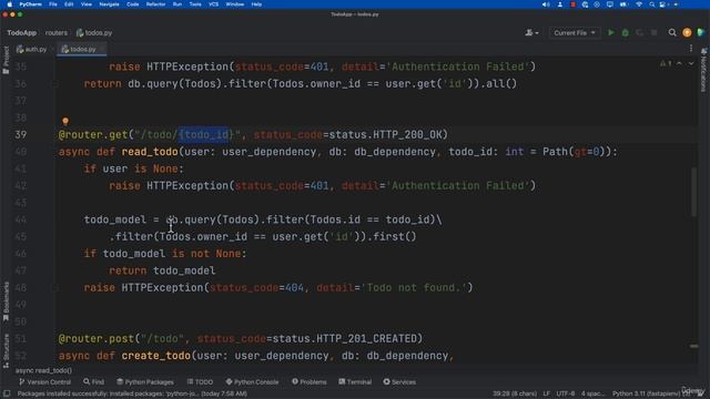 3. FastAPI Project Get Todo (ID + User ID) смотреть онлайн