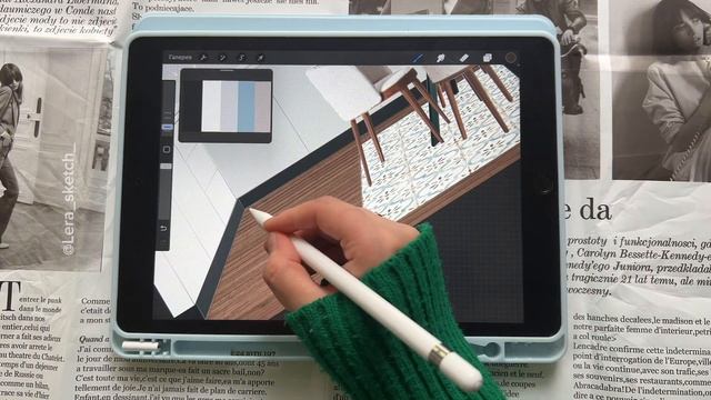 РИСУЕМ ИНТЕРЬЕР КУХНИ в программе PROCREATE | видео-урок | скетч смотреть онлайн