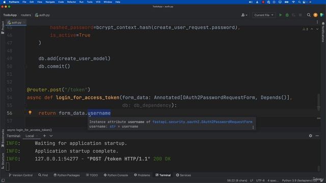 10. FastAPI Project Authenticate a User смотреть онлайн