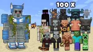 УСКОРЕННЫЙ ГОЛЕМ ПРОТИВ МОБОВ X100 МАЙНКРАФТ