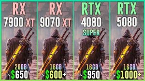 RX 7900 XT vs RX 9070 XT vs RTX 4080 SUPER vs RTX 5080 - Test in 25 Games