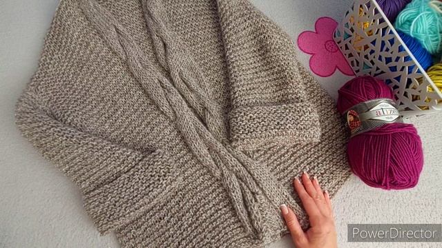 КАРДИГАН С КОСОЙ ИЗ ПРЯЖИ АЛИЗЭ смотреть онлайн