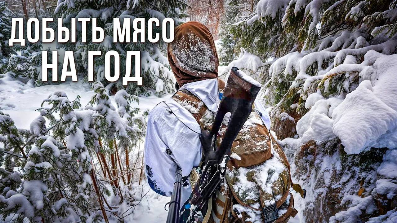ДОБЫТЬ МЯСО НА ГОД. ЖИЗНЬ В ТАЙГЕ. ОХОТА НА ЛОСЯ С ПОДХОДА. смотреть онлайн