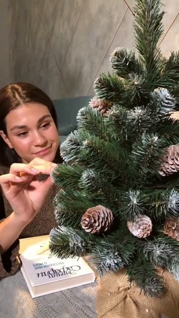 Искусственная заснеженная елка с шишками в мешочке 60 ? смотреть онлайн