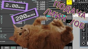 Отображение подачи мм/мин об/мин.