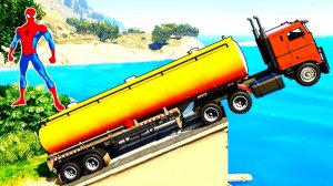 Мультики про Цветные Машинки Грузовик Синий Трактор Полицейская Машина Джип Лодка для Детей