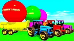 Цветные Машинки Грузовики Тракторы Гидроциклы для Супергероев Развивающий Мультики для Детей