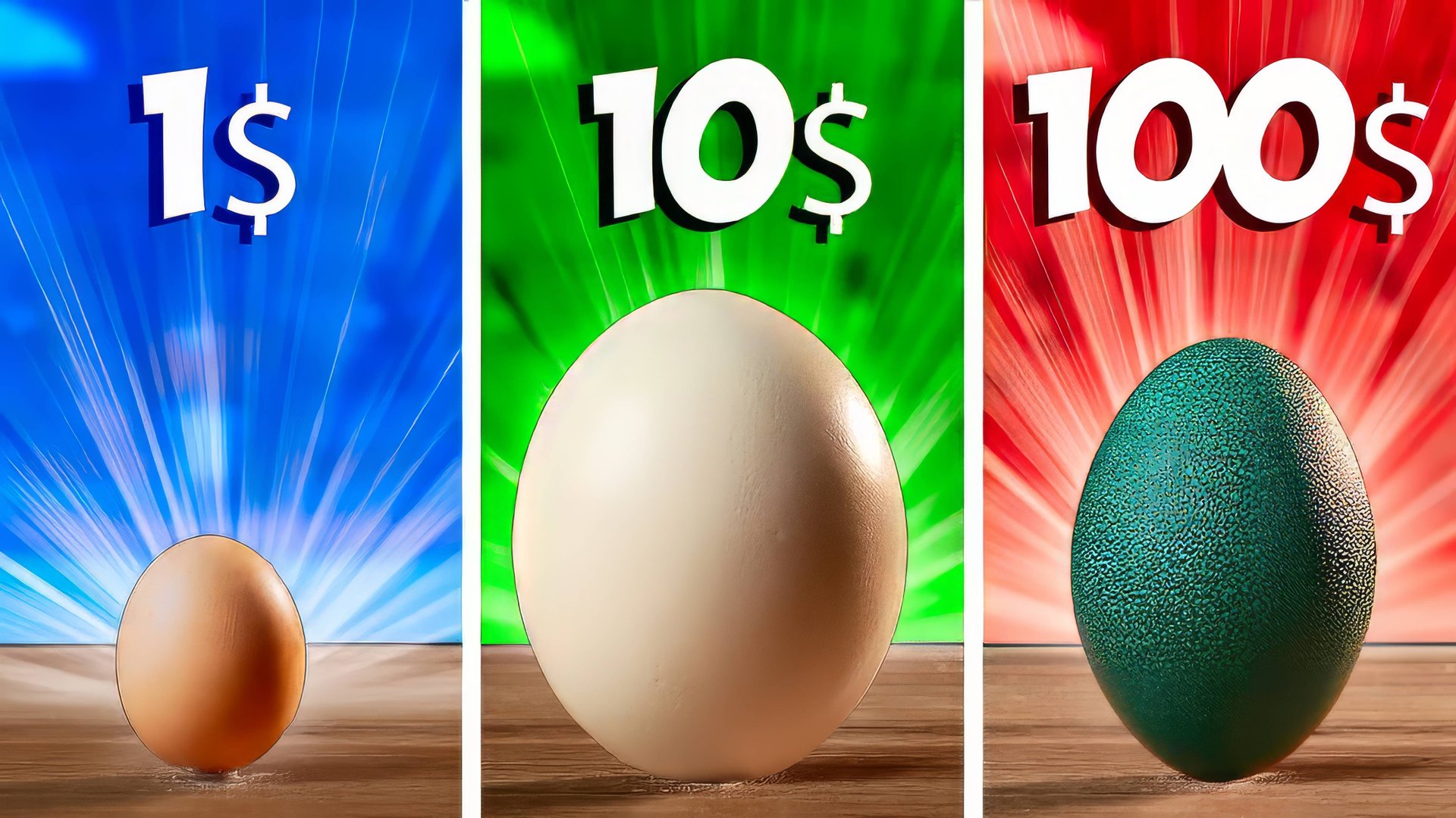 1$ vs 10$ vs 100$ ЯЙЦО - ВАНЗАЙ vanzai в 4K смотреть онлайн
