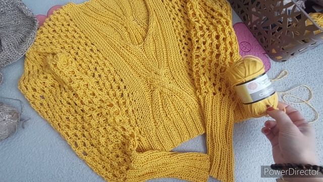 ПУЛОВЕР ИЗ ХЛОПКА АЖУРНЫЙ . ПРЯЖА YARNART CREATIVE. КАК ПРОДВИГАЕТСЯ НОВЫЙ ПРОЦЕСС ВЯЗАНИЯ. смотреть онлайн