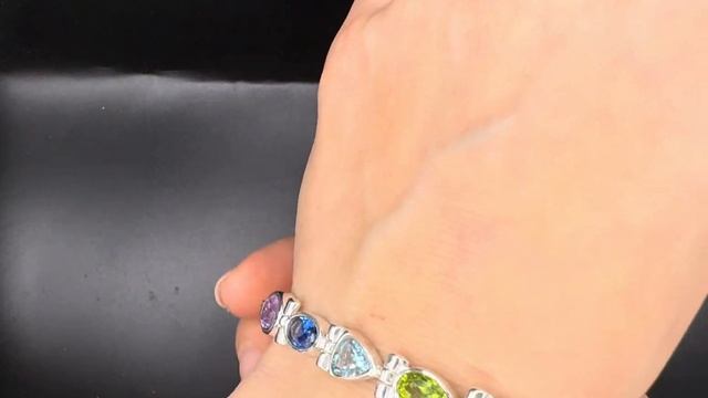 Браслет  7 чакр Камни : аметист, иолит, топаз, хризолит, ?