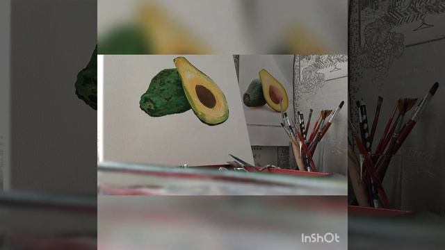 Пишем авокадо масляными красками. смотреть онлайн