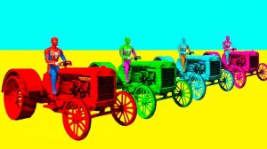 Мультик Цветные Тракторы на Автобусе с Вертолетом Веселые Супергерои Мультики для Детей