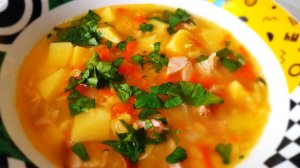 Суп гороховый с копченой курицей