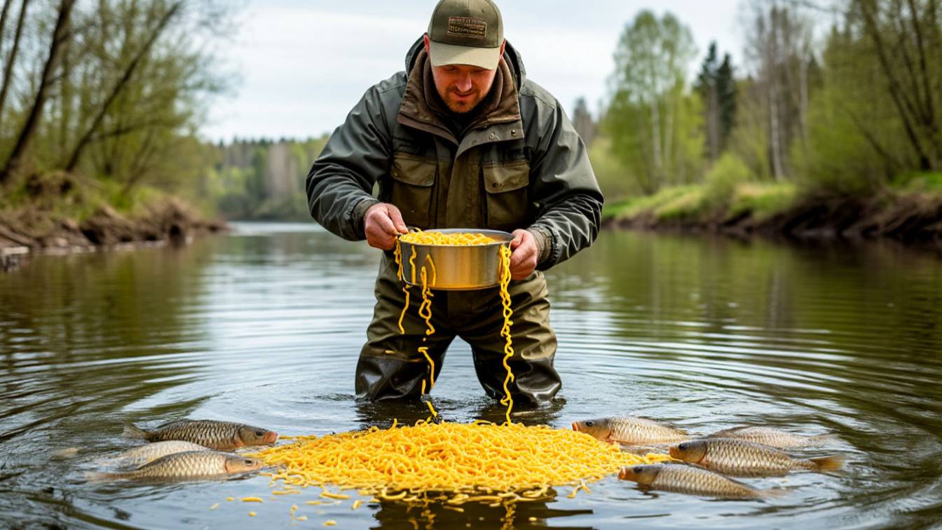 КАРАСЬ клюет на МАКАРОНЫ