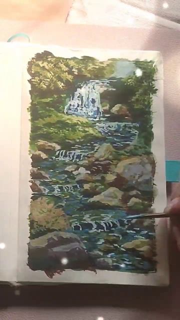 Водопад-каскад. Очарование падающей воды. #art #sketch #painting #gouache #fyp #творчество #гуашь смотреть онлайн