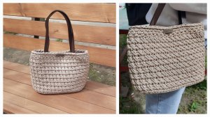 Сумка "Роскошь", сумка вязаная крючком из шнура. Узор "косые галочки". МК. Мастер - класс
