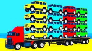 Цветные Машинки на Автовоз для Детей Развивающий Мультик для Детей Учим Цвета и Цифры