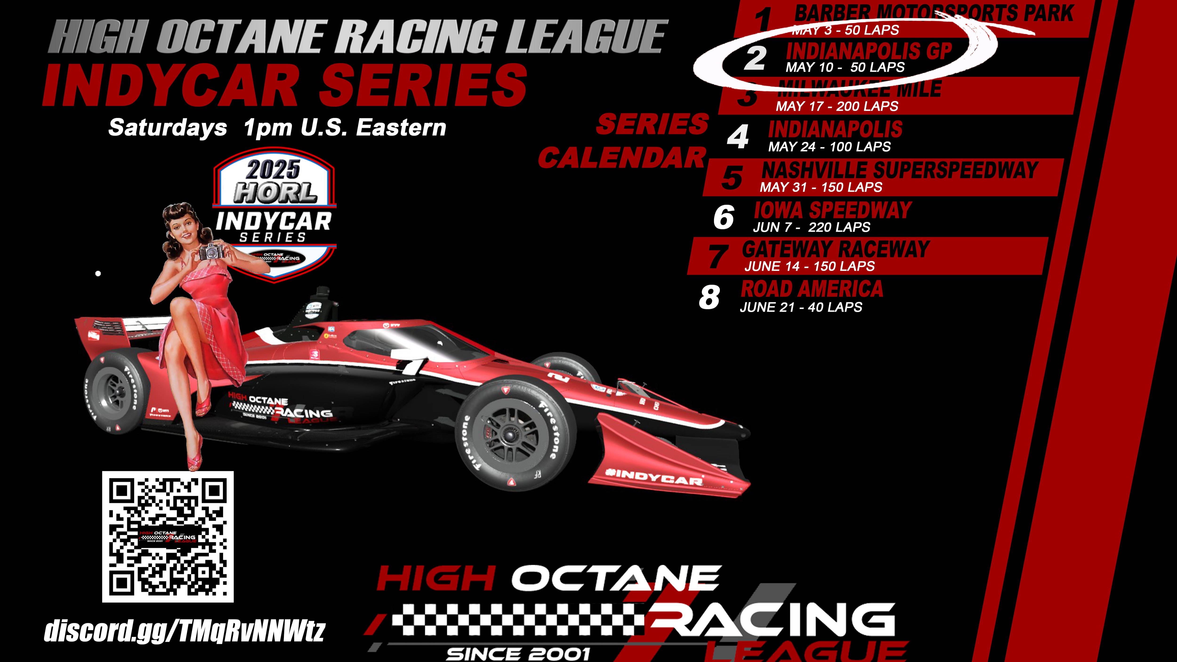 HORL IndyCar'25 Race 2 Indianapolis GP | Rfactor2 Multiplayer