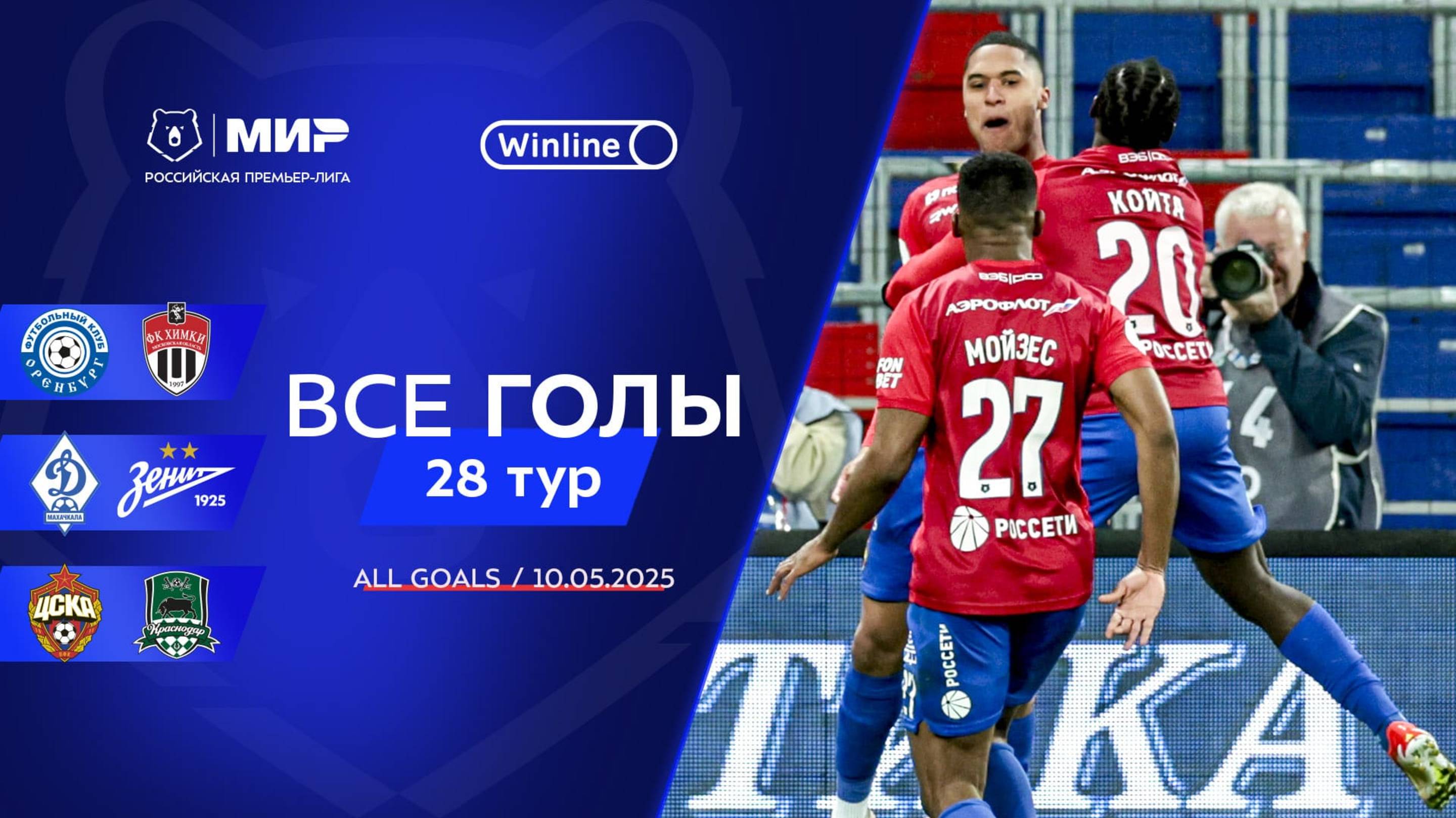 Все голы 10.05.2025 | 28 тур Мир РПЛ 2024/25 смотреть онлайн