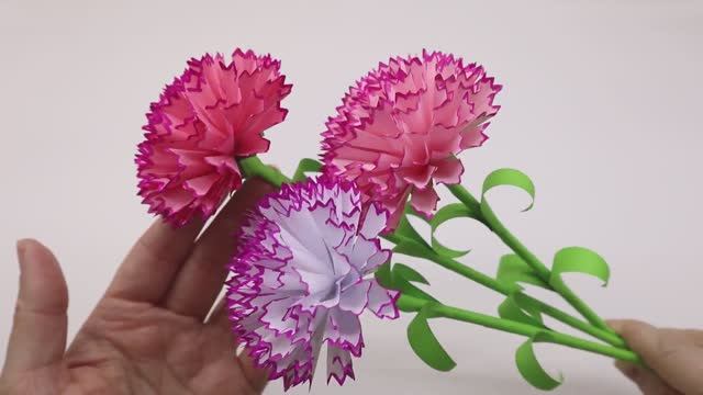 Бумажные цветы! Как сделать цветы Гвоздики из бумаги! Поделки своими руками! смотреть онлайн