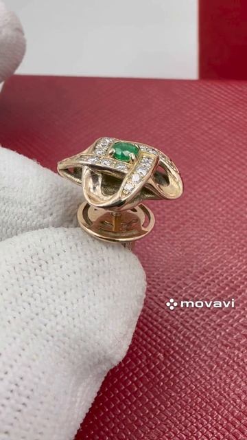 Пуссеты с изумрудом и брильянтом