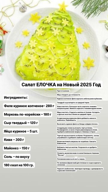 Салат с киви ЕЛОЧКА на Новый 2025 Год смотреть онлайн