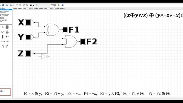 CEDAR Logic Simulator: сложные формулы, содержащие сложение по модулю 2