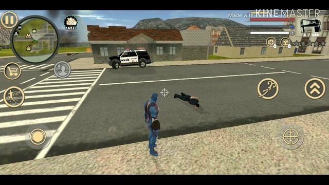 Полицейский заглючил и падает на асфальт в Rope Hero Vice Town смотреть онлайн