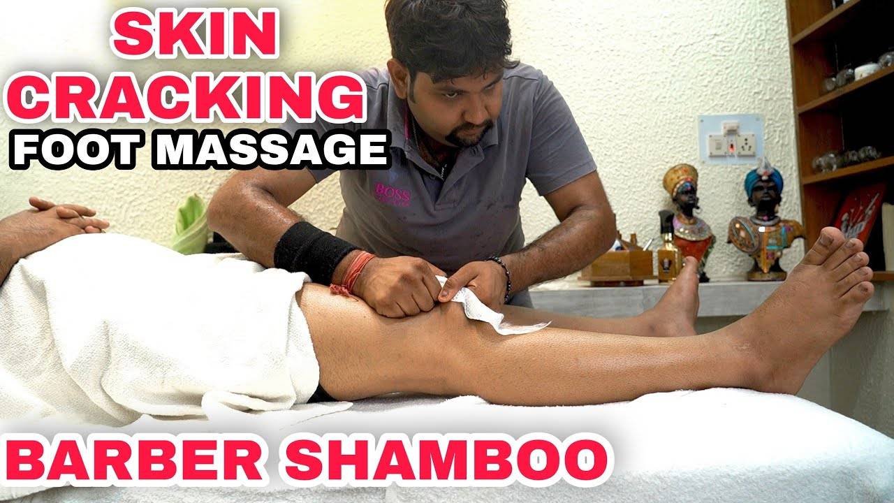 ASMR Skin Cracking, FOOT MASSAGE, FOOT REFLEXOLOGY BY INDIAN BARBER SHAMBOO смотреть онлайн