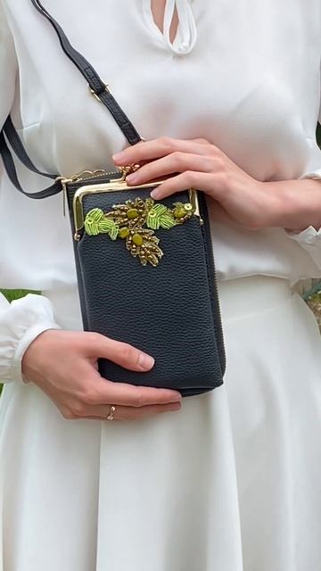 Чёрная женская сумка-портмоне "Сандра" #bag #fashion #embroidery #handmade #crochet #style #handba смотреть онлайн