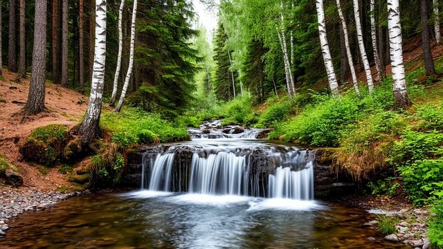 Звуки природы, шум водопада, звуки леса, пение птиц, музыка для релаксации, медитации и сна смотреть онлайн