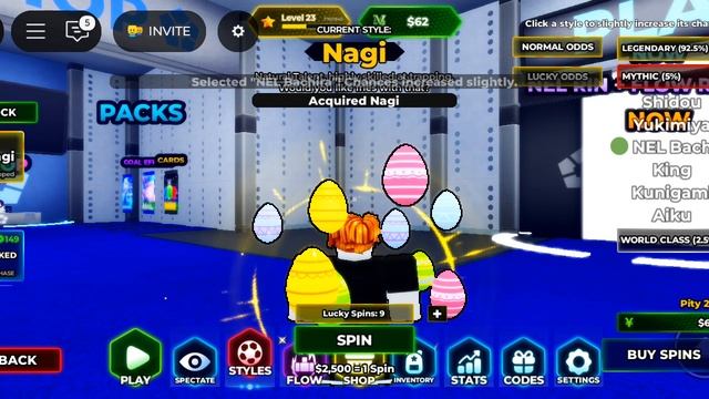 открыл 17 лаки спинов в блю лок ривалс