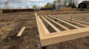 Строительство каркасного дома. Обвязка из пакета досок. Цокольное перекрытие.