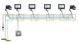 Подключение уличного прожектора. Датчик движения, Вык