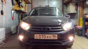 Установка LED ламп MTF Лада Гранта