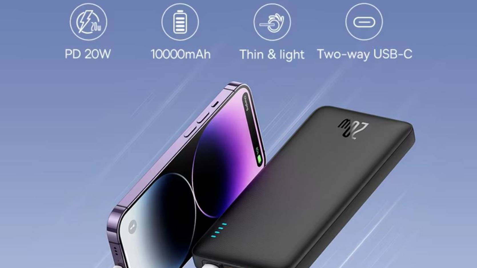 BasBaseus Airpow 20 Вт Power Bank 10000 мАч с быстрой зарядкой для смартфонов. смотреть онлайн