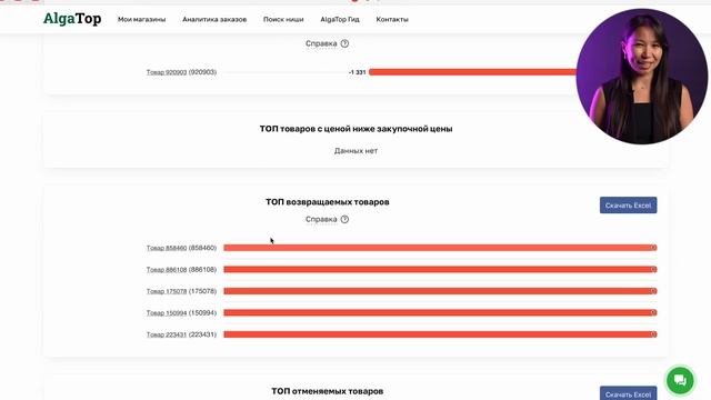 Аналитика продаж Каспи магазина от сервиса AlgaTop смотреть онлайн