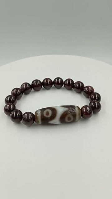 6 Глаз - Зуб тигра бусина Дзи (браслет гранат)