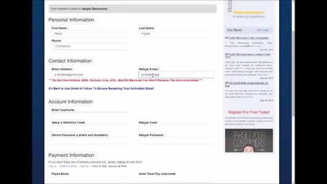 Регистрация на TrafficMonsoon, работа на дому в интернете