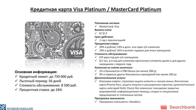Обзор кредитных карт Новикомбанка от Searchbank.ru смотреть онлайн