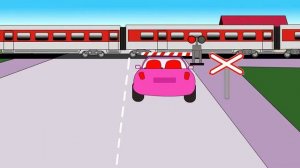 Мультик про машинки  Автомобильная школа   Железнодорожный переезд