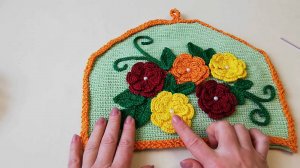 Вяжем крючком грелку на чайник .Цветы крючком. Мастер-класс.