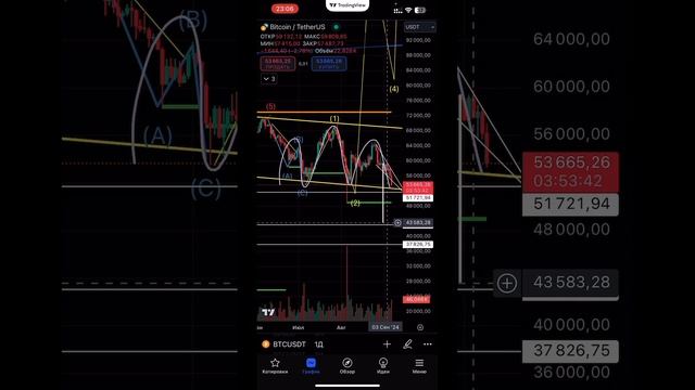 ТЕХ АНАЛИЗ #BTC ЗА 1 МИН 06.09.2024 #инвестиции #btc2024 #биткоин202