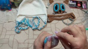 Прикольная вязаная шапочка-котик. Вязание крючком. МК. Часть 2