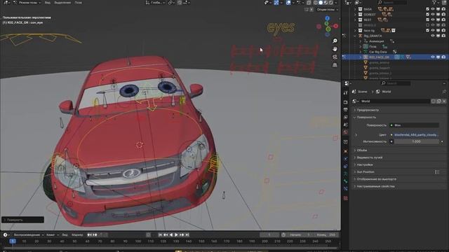 Полный риг автомобиля в стиле "тачки" | Blender 3d смотреть онлайн