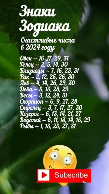 Знаки Зодиака. Счастливые числа в 2024 году / 9024 смотреть онлайн