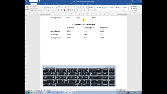 Программа Word — Табуляция