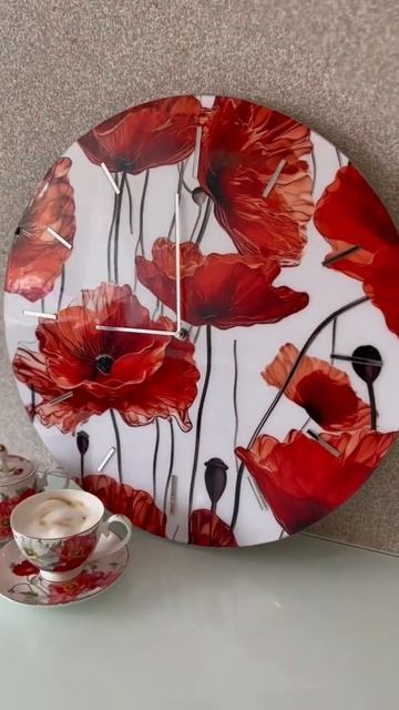 Часы из эпоксидной смолы с маками ручной работы 🌺 #ру?