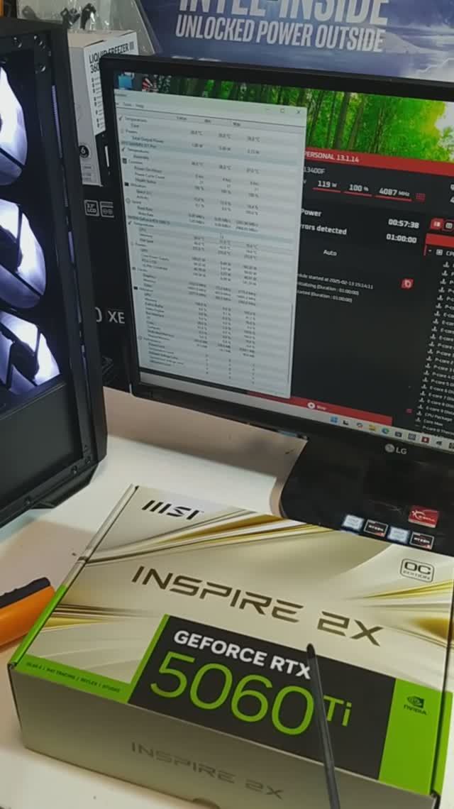Как нагревается за час нагрузки видеокарта MSI GeForce RTX 5060 Ti 16G INSPIRE 2X OC (G506T-16I2C) ? смотреть онлайн